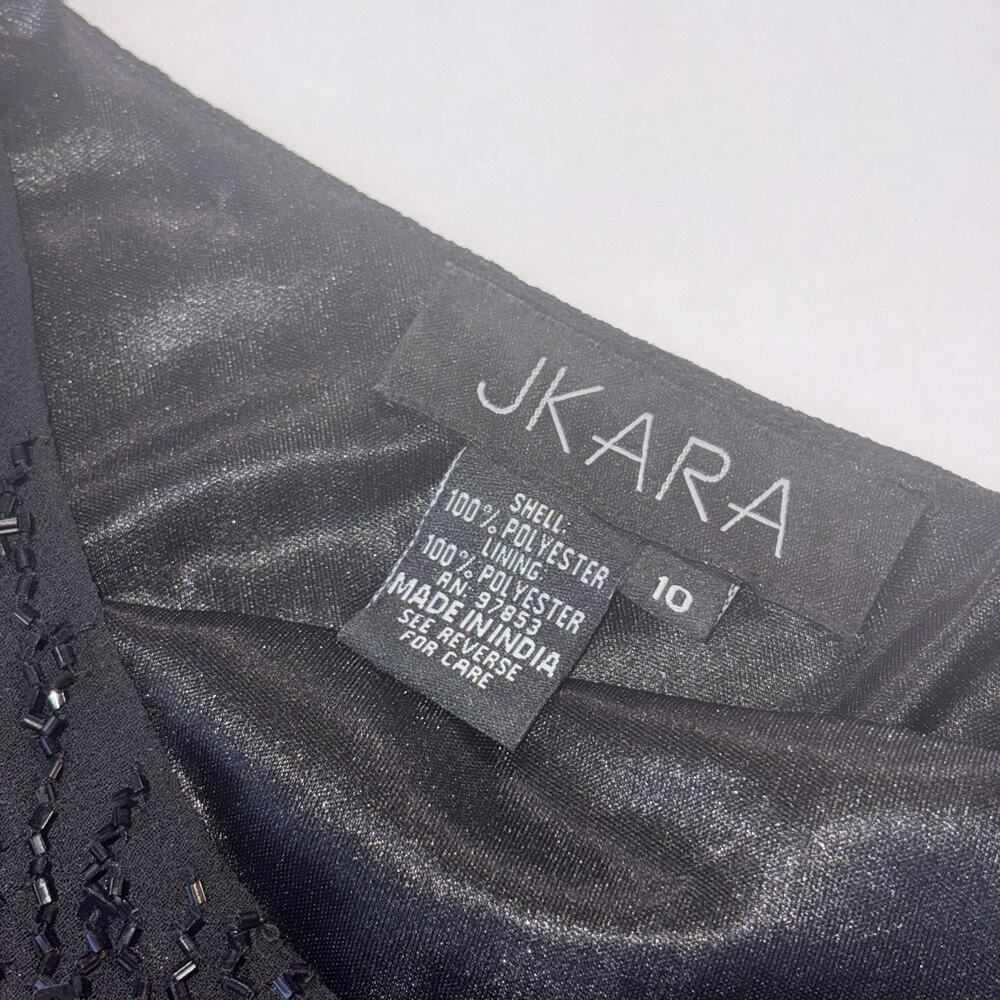 VNTG J Kara 90s Fairycore Black Beaded Mesh Dress Flutter Sleeves asymmetrical - Picture 11 of 15